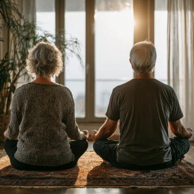 Katta yoshdagi erkak meditatsiya qilmoqda